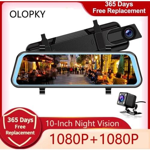 10inch Car DVR Full HD 1080P Touch Screen Dash cam Dual Lens Time-lapse Video Recorder Rearview mirror Reverse Image Rear camera