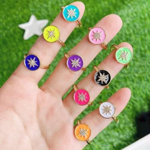 10 Piece Enamel Colorful rings Fashion Zircon star rings party ring Mix color Fashion jewelry rings 51718