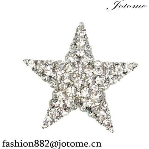 100pcs/lot Sparkling Star Brooch Pin Clear Glass Rhinestone