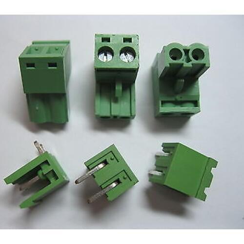 120 pcs 5.08mm Angle 2 pin Screw Terminal Block Connector Pluggable Type Green