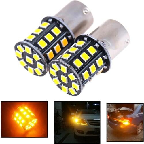 2 PCS BA15S 7507 PY21W 1156PY High Power Amber Yellow 33 SMD 2835 LED Bulb For Front Turn Signal Lights Direction Indicator Lamp