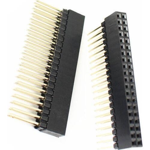 2 Pcs PC104 2.54mm Pitch 2x20 Pin 40 Pin Female Double Row Long Pin Header Strip