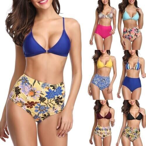 2020 Sexy Halter Biquini Bathing Suit Female Swimsuit High Waist Plus Size Swimwear Women Bikini