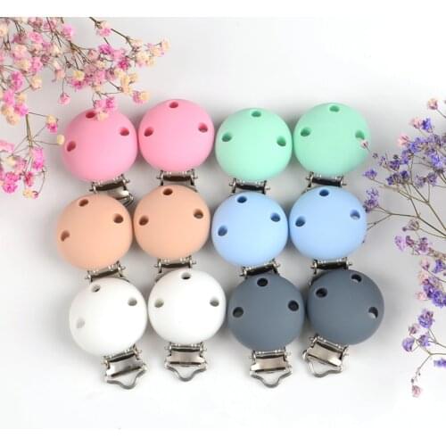 3pcs Round Silicone Nipple Holder BPA Free Silicone Pacifier Clips Baby Teething Teethers For Pacifier Chain Making