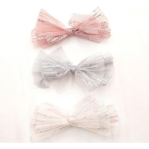 4pcs/lot 11cm Mesh bowknot Appliques for Children Headwear Hair clip Accessories and Garment Accessories
