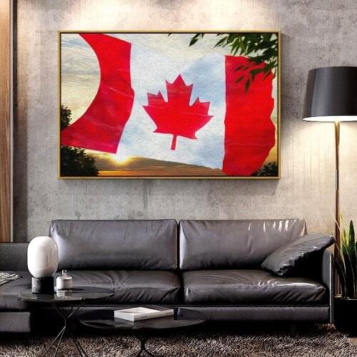 Artcozy Oil Canvas Painting canada falg For Home Decoration Wall Art