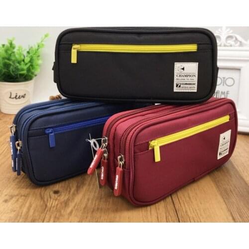 Large Capacity Exquisite Canvas Solid Color Boy Pencil Case, School Pen Case Supplies Pencil Bag Pencils Pouch Stationery
