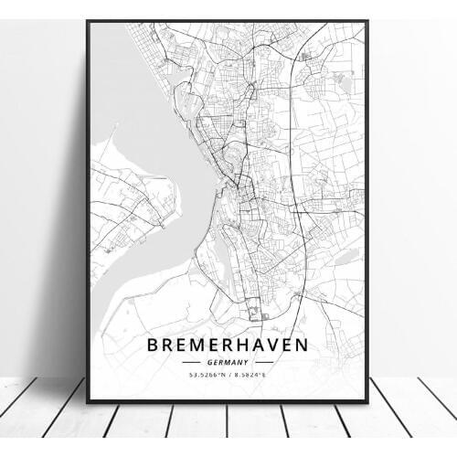 Bremerhaven Leipzig Jena Neuss Munich Kaiserslautern Germany Canvas Art Map Poster