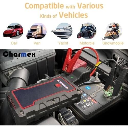 Charmex Waterproof IP68 12 Volt Emergency Tool Kit Car Battery 1000A Jump Starter Portable Power Bank 16000mAh