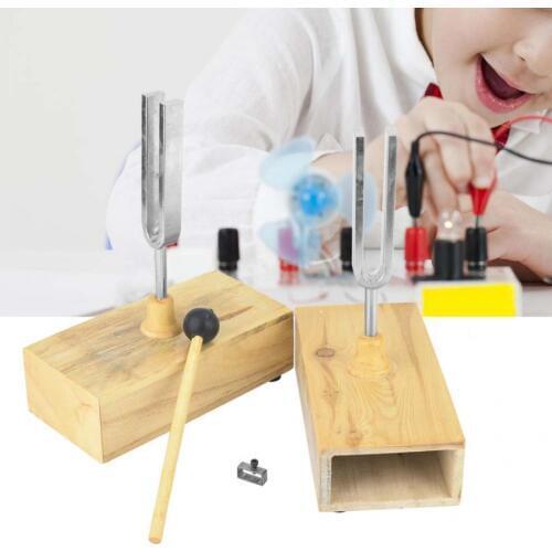 440HZ Tuning Fork Virbration Experimental Instrument with Wood Resonator Box & Knocker Testing Tuning Fork Health Care