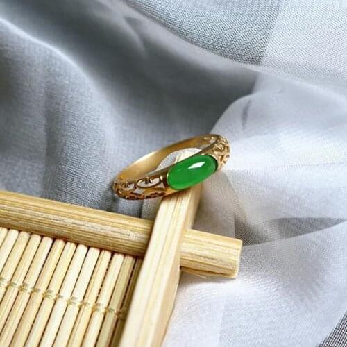 Designer original natural ice seed chalcedony opening adjustable ring elegant charm creative retro female silver jewelry