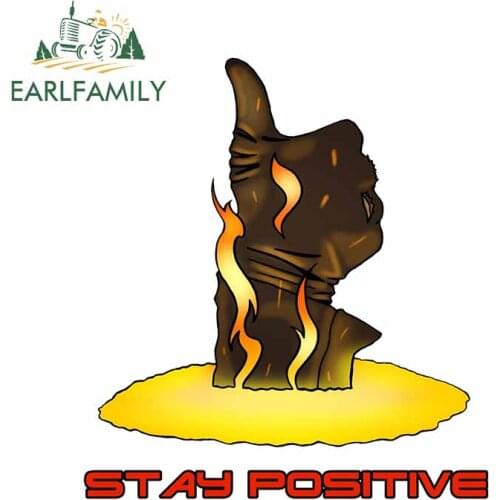 EARLFAMILY 13cm x 11.7cm for Stay Positive Cartoon Decal Refrigerator Stickers Car Accessories Scratch-proof Sticker Decoration