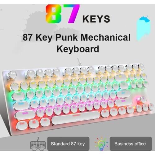 K55 Game Mechanical Keyboard Punk Keycap 87-key Computer Keyboard With Seven-color Backlight USB Wired Mechanical Axis Keyboard