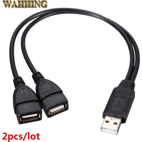 2x USB 2.0 Male To 2 Dual USB Female Hub Data Transfer Cable Power Cable Splitter Computer USB OTG Charging Cable Adapter HY319