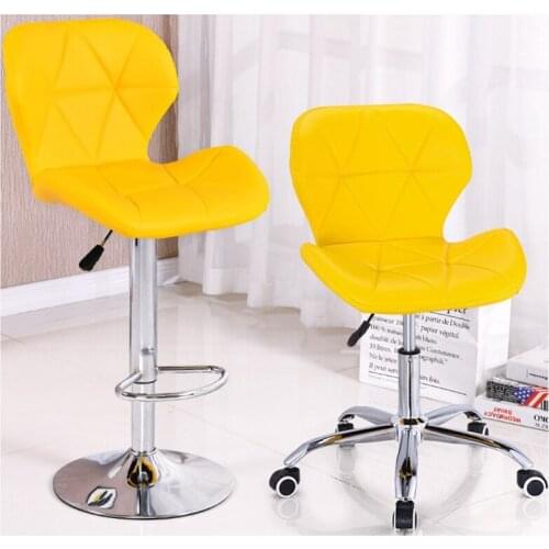 High Quality European-Style Backrest Bar Chair Home Simple Metal Frame Leather Seat Office Chair Lifting Rotating Stool Chair