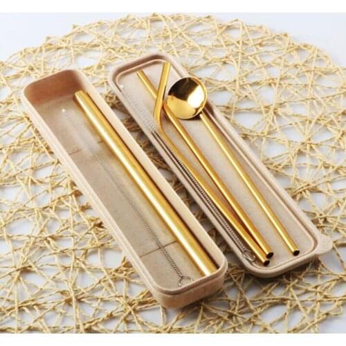 Reusable Metal Drinking Straws 304 Stainless Steel Sturdy Bent Straight Drinks Straw Kawaii Colourful Environmental Protection