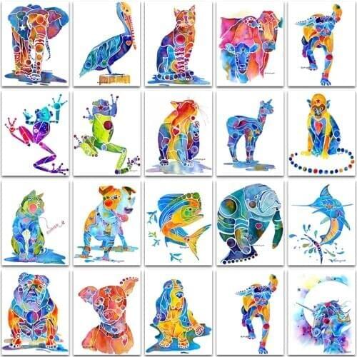 Diamond Painting Kit Paint Cartoon Animals Cat Dog Bulldog Fish Elephant cock embroidery mosaic Cross stitch home decor Sale