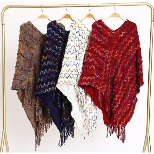 National Wind Shawl Cloak Jacket Fashion Warm Colorful Travel Jacket Tassel Large Size Outer Wear Sweater