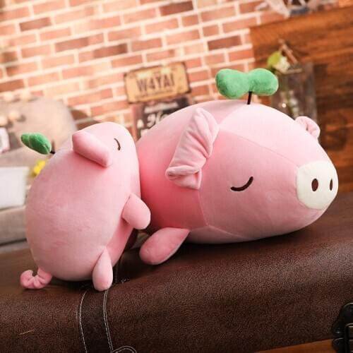 New Cute Down Cotton Sprouting Grass Pig Doll Plush Toy Children Girls Sleeping Comfort Doll Pillow Xmas Gift Anime Plush