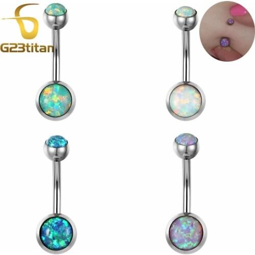 G23titan New Bellybutton Piercing Fire Opal Navel Rings 1.6G G23 Titanium Bell Button Ring Piercing Ombligo Jewelry