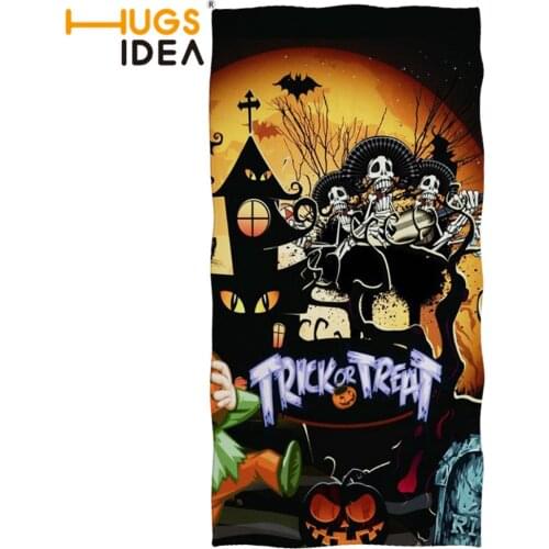 HUGSIDEA 2021 New Arrival Soft Microfiber Towel Trick or Treat Print Quick-dry Kids Large Bath Towel Ultra-Absorbent Beach Cover