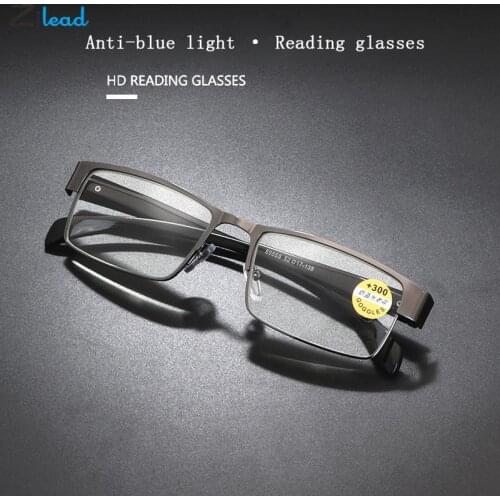 Zilead Metal Reading Glasses Classic Men Square Business Hyperopia Glasses Comfy Prescription Optical Presbyopia Glasses Female