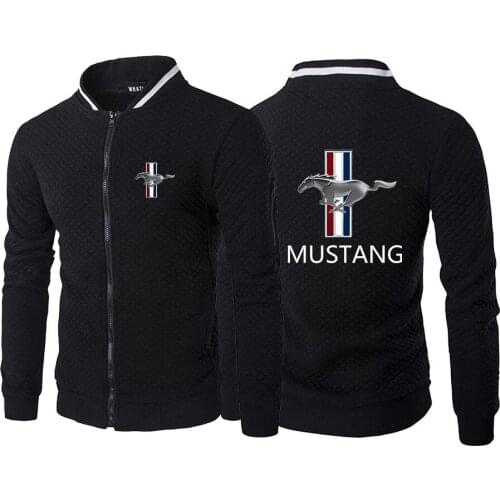 Autumn Mustang logo Zipper Neckline Hoody Sweatshirts Long Sleeve Mens Hoodies Sticker Pocket Winter Warmer Running Sportswear