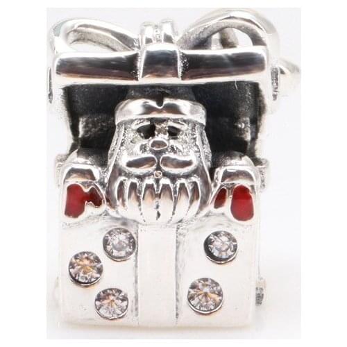 Bewill Authentic S925 sterling silver Santa in a gift box beads Fit Original Charms Bracelet Necklace DIY Jewelry Making