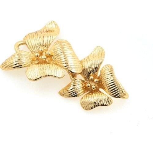 Flower and Leaf Pendant Golden Flower Necklace Golden Orchid Pendant DIY Jewelry Making Accessories 15x24.8x2.9mm