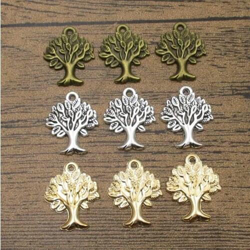 Whole Tree Charms 30PCS/Lot 22×17mm DIY Handmade Supplies Alloy Trees Necklace Earring Pendants 3 Colors Available-RS798