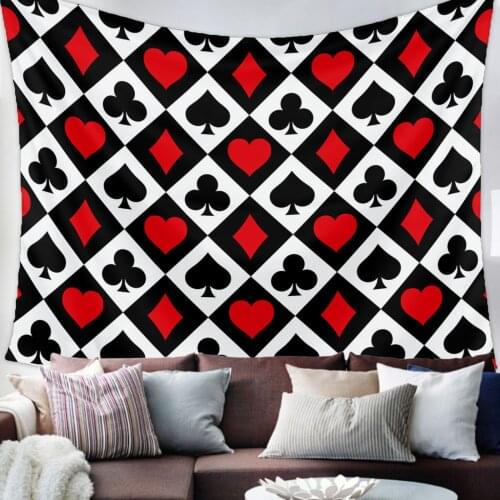 Poker Squares Spades Hearts Plaid Texture Tapestry Bedroom Home Decoration Wall Blanket Tapestry Bedroom Wall Hanging Yoga Mat