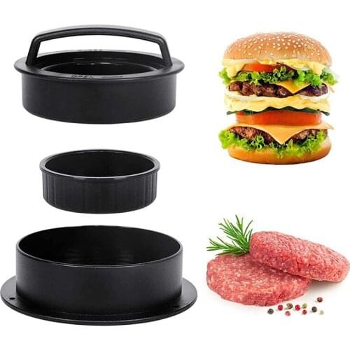 Burger Press 3 in 1 Hamburger Patty Maker Stuffed Burger Meat Press Non Stick Round Meat Press Mould Tool for Beef Burger BBQ
