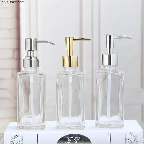 Transparent glass soap bottle shampoo sanitizer bottles Liquid Soap Dispenser Kitchen hand sanitizer Storage Bathroom Accessory