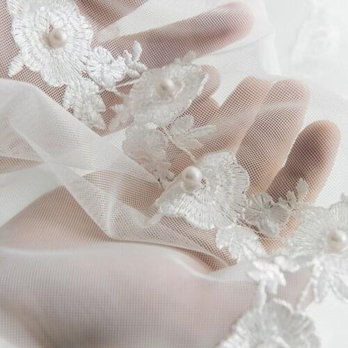 Luxury White Tulle with Beads Window Curtain Living Room Transparent Voile Curtain European Sheer Curtains for Bedroom Gauze