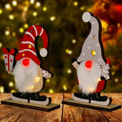 Christmas Ornaments Wooden Rudolph DIY Wooden Rudolph With Lights Home Decoration Supplies Ornament