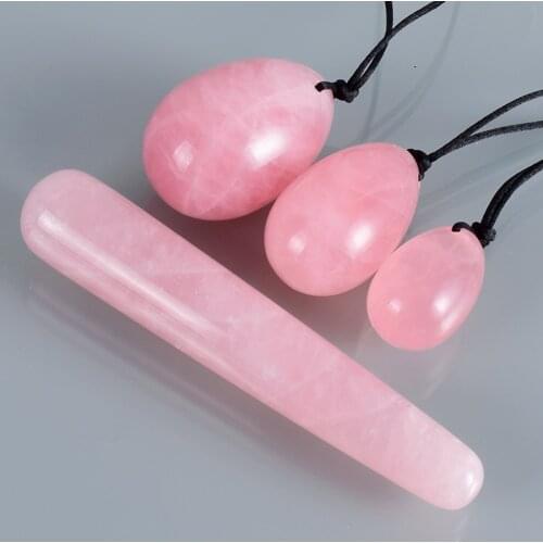 Rose Quartz Massage Egg Yoni Wand Set Natural Crystal Jade Mineral Ball Kegel Vaginal Exercise Tool Pelvic Floor Muscle Health