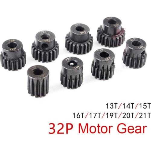 5mm Shaft Motor Gear 0.8M 32P 13T/14T/15T/16T/17T/19T/20T/21T Metal Steel Pinion For JLB CHEETAH FS VKAR Huanqi 727 RC Car Model