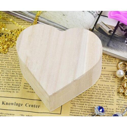 50pcs Storage Box Heart Shape Wood Box Jewelry Box Wedding Makeup Cosmetic Earrings Ring Desk Rangement Make Up Wooden Organizer