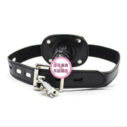 Silicone Dildo Mouth Open Gag Oral Sex Penis Mouth Plug with Lock Buckles Tease Bondage Fetish Adult Games Toy for Couples