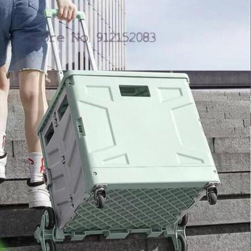 Folding Shopping Cart Is Easy To Sit On Household Carts, Large-capacity Trolley Carts, Four-wheeled Grocery Shopping Carts, Clim