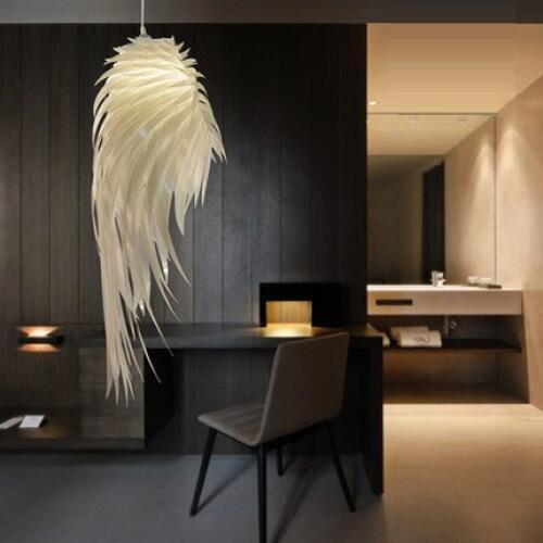 Modern Romantic Angel Wings PVC Feather Pendant Light Hanging Lamp Lamparas Lustre 110-240V E27 Light Base for Bedroom
