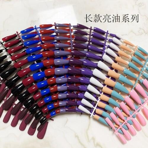Super Long Coffin False Nail Oil Solid Color Long Ballet 24 Pieces Finished Nail Patch Simple Fake Nails