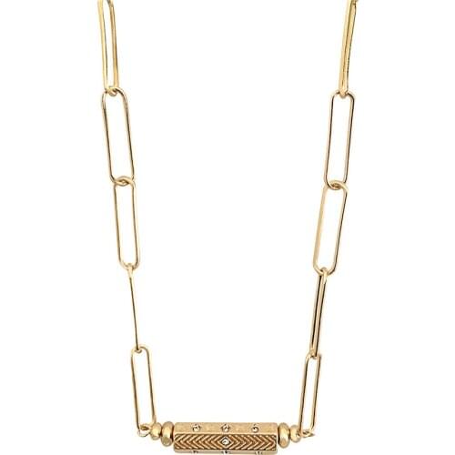 Gorgeous Gold Color Plating Clear Stone Paving Hexahedron Necklace For Women Girl Elegant Trendy BOHO Chic Jewelry Accessory