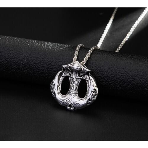Vintage Personality Viking Crow Hammer Necklace Pendant Northern Europe Pirate Necklace Mens Motorcycle Party Jewelry