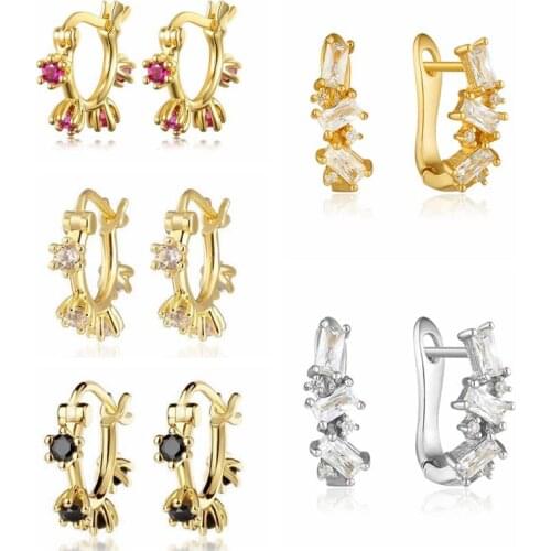 925 Sterling Silver Hoop Earring For Women Gold Silver Black Red Color Crystal Fashion Lovers' Valentines Day Gift Hoop Earring