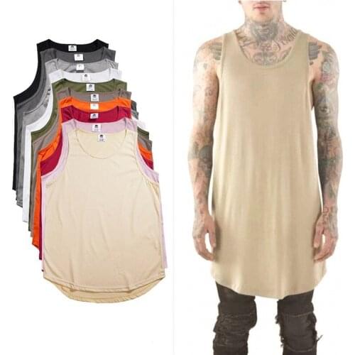 Summer mens Casual cotton Arc hem personality Sleeveless vest male High street hip hop Solid color thin