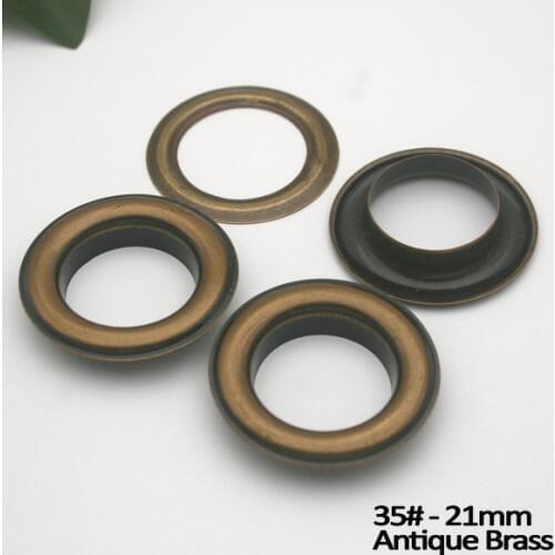 100pcs/lot 35# inner 21.5mm big round metal brass eyelets with washer metal grommets nickle bronze free shipping JY-017