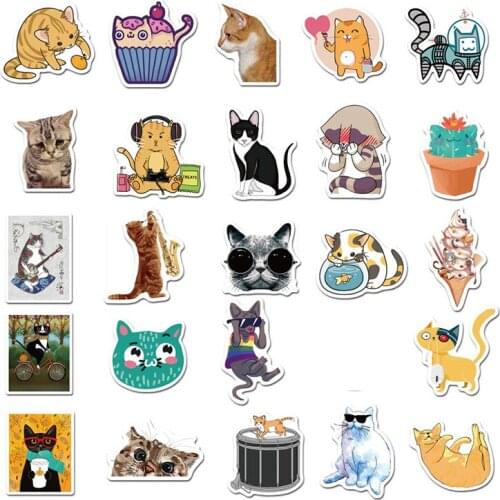100 Pcs Cute cat PVC paper stickers DIY planner decoration scrapbook diary stationery doodle stationery stickers children gifts