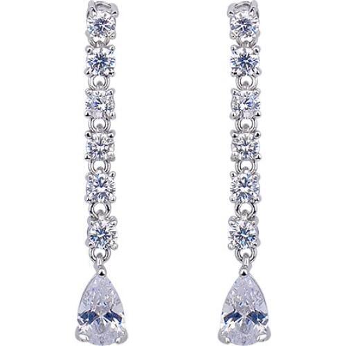 2017 Fashion Sliver Plated Long Zircon Crystal Waterdrop Earrings CZ Stone Jewelry Earring For Women GLE5374