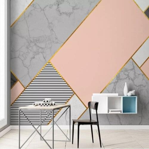 Custom 3D Photo Wallpaper Modern Pink Geometric Marble Backdrop Wall Paper Mural Non-woven Waterproof Wallpapers For Living Room